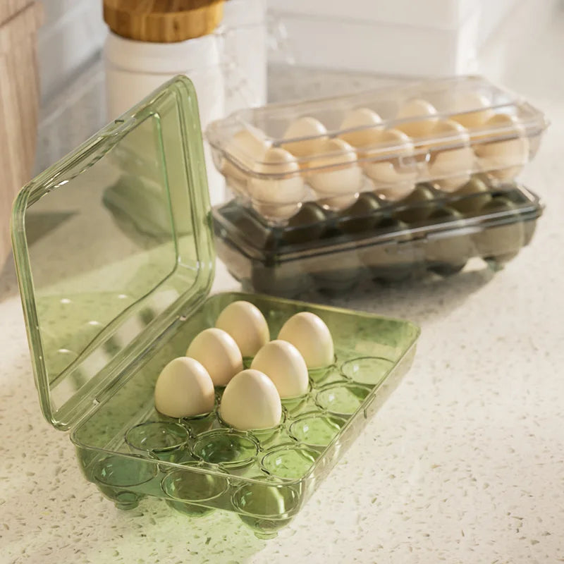 Egg Storage Box with Lid – 10 or 15 Grid Fridge Organiser