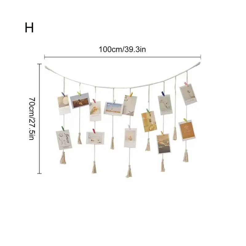 Hanging Photo Display Wooden Bead Garland Boho Wall Hanging For Bedroom Living Room Dorm Party Decor Teen Girl Gifts Zpaxo H