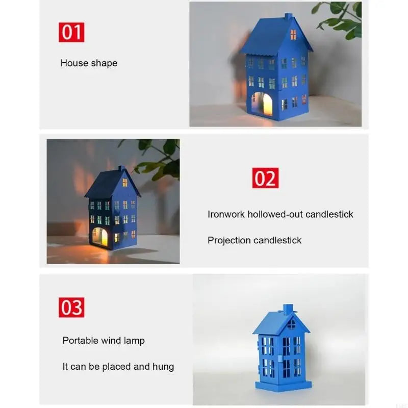 Iron House Hanging Holder Tealight Ornament Decors