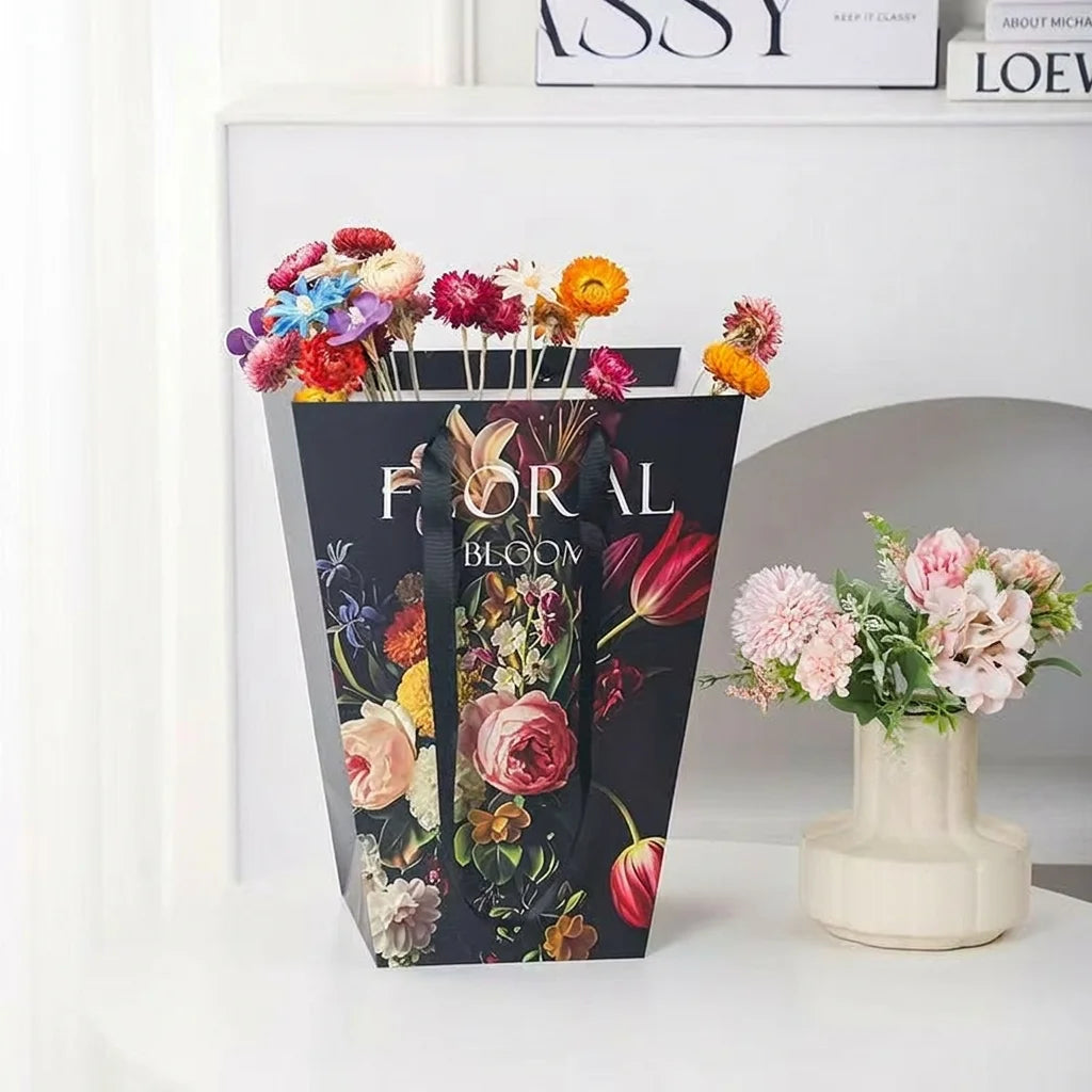 Trapezoid Flower Carrying Bag – Floral Cardboard Bouquet Gift Bag Flower Gift Bag Zpaxo
