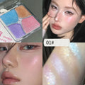 4 Face Highlighter Palette Soft Texture Long Lasting Natural Glow
