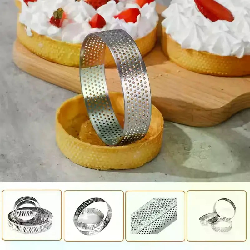 5/6/7/8CM Classic 304 Stainless Steel Mousse Ring Cake Mold With Hole Tart Bottom Tower Fruit Pie Quiches Baking Tool Zpaxo