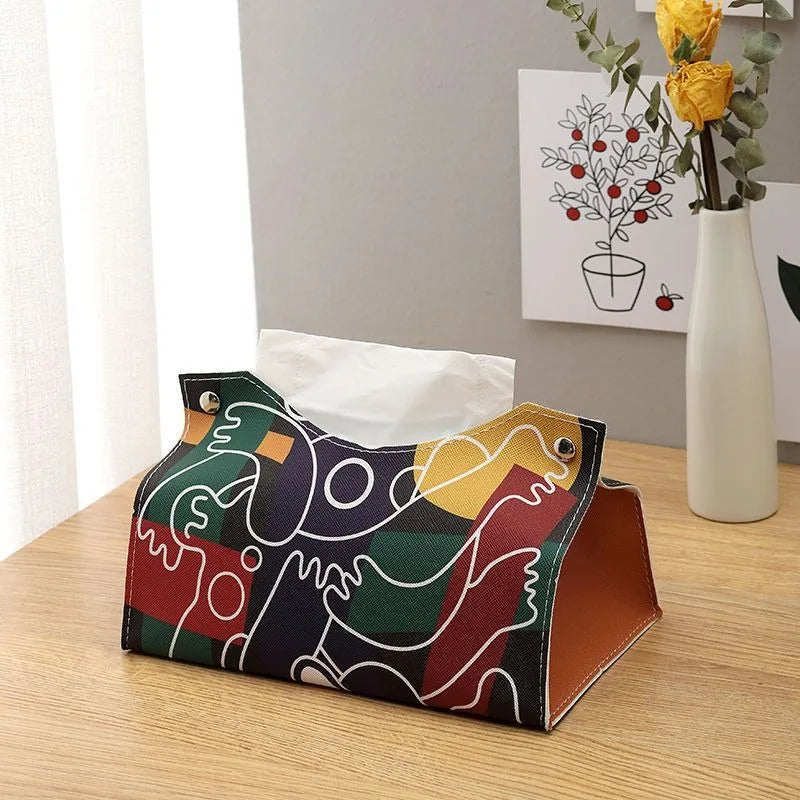 1 Minimalist PU Leather Tissue Box Cover Simple Design Living Room