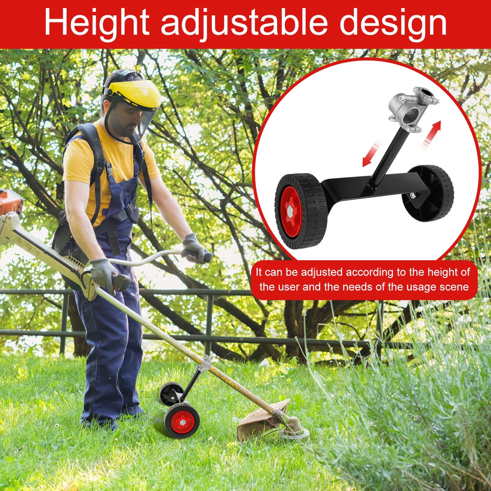 Support Wheels Auxiliary Wheels Adjustable 26mm-28mm String Trimmer Wheel Mower Attachment for Walk-Behind String Trimmers Weed Zpaxo