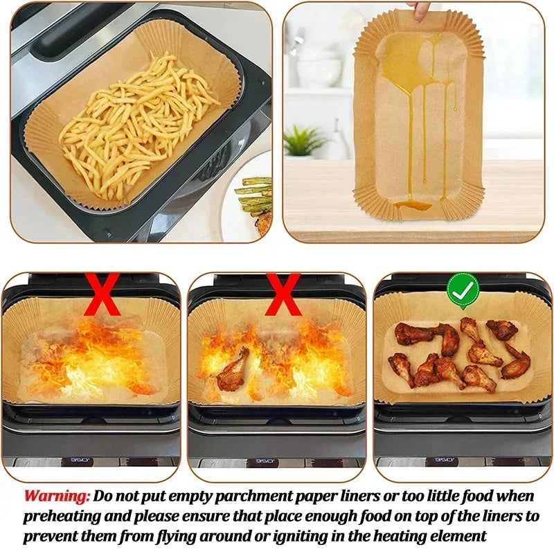 Disposable Air Fryer Paper Non-Stick Kitchen Baking Airfryer Mat Oilproof Micro-wave Barbecue Pad Baking Paper Liner Accessories Zpaxo