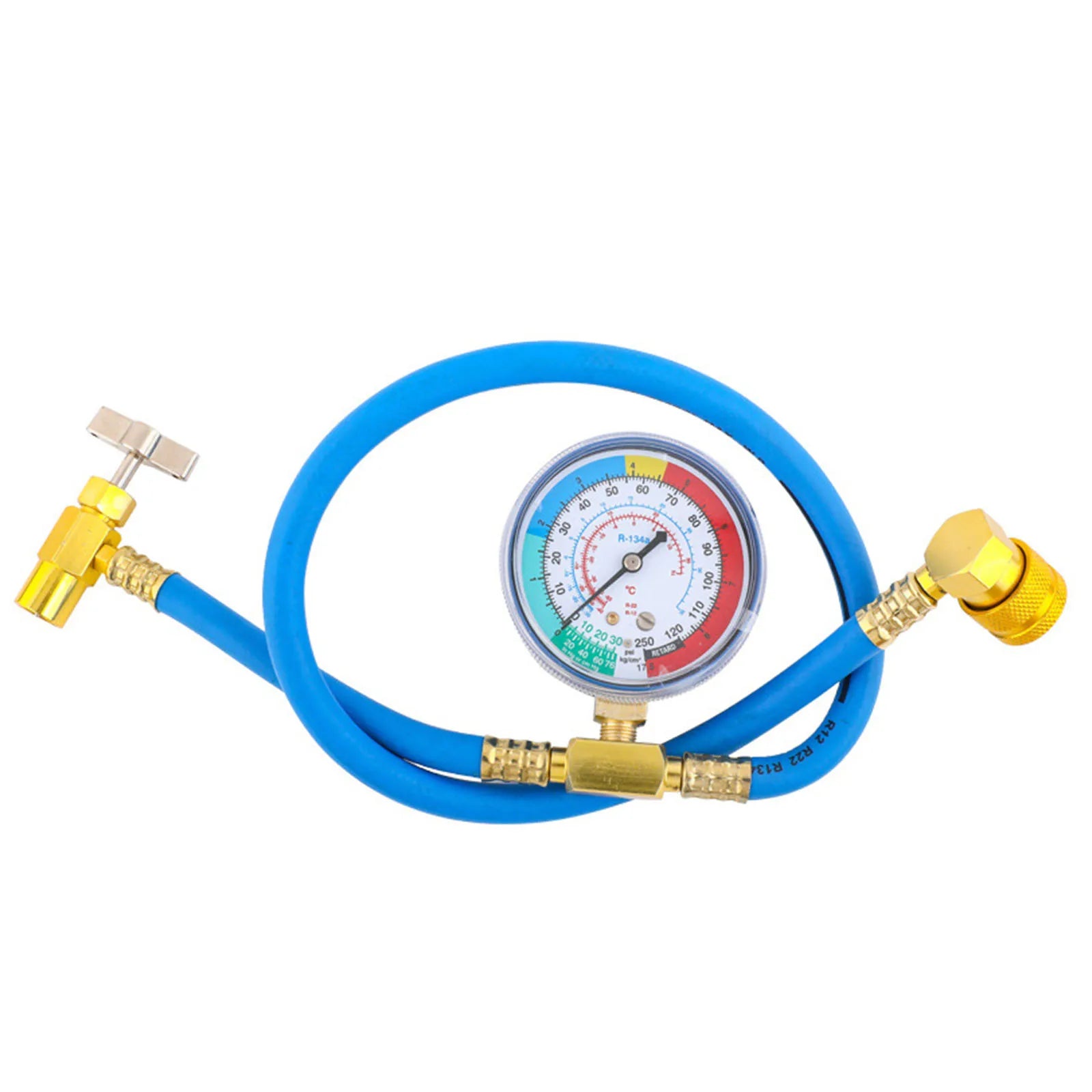 R1234YF AC Refrigerant Can Hose Gauge Charging Measuring Fits Car Air