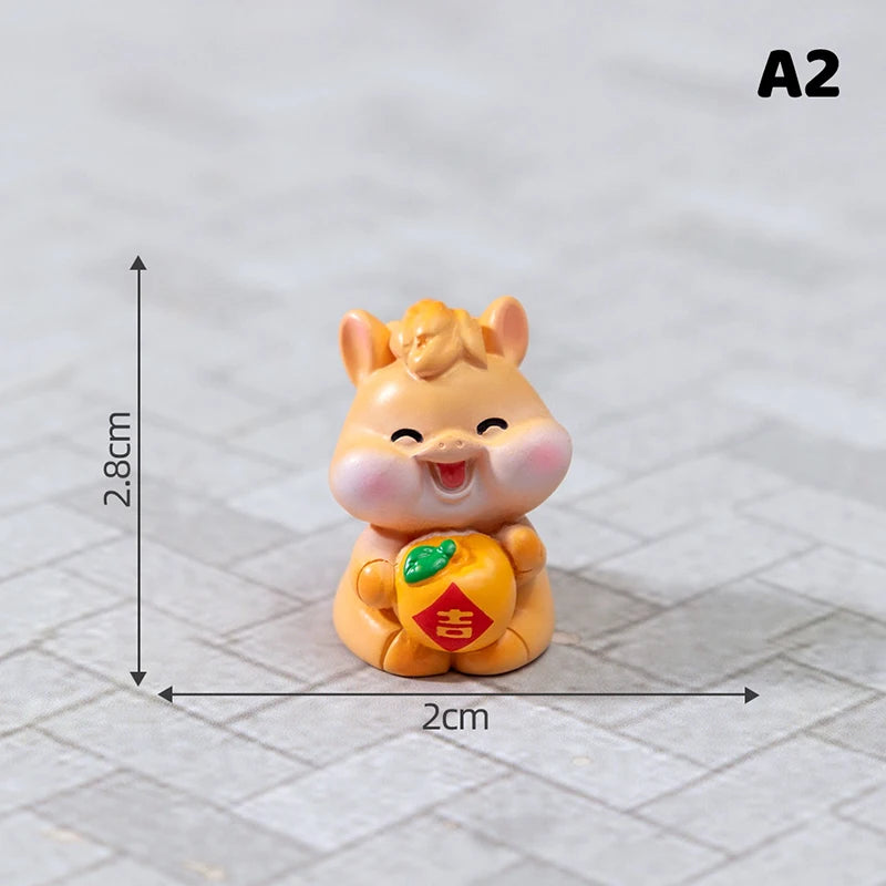 2026 New Year Figurines Miniatures Cartoon Lucky Horse Micro Landscape Car Interior Home Desk Ornaments Room Decor Gift Zpaxo A2