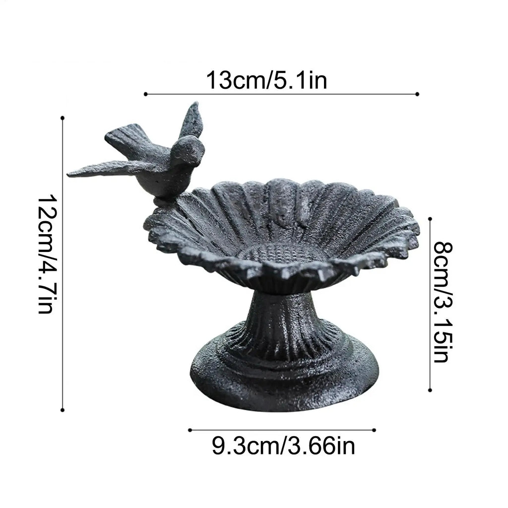 Bird Bath Decorative Metal Feeder Garden Decor Water Bowl Hummingbird