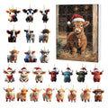 Christmas Advent Calendar Highland Cow Ornaments 2D Acrylic Cute