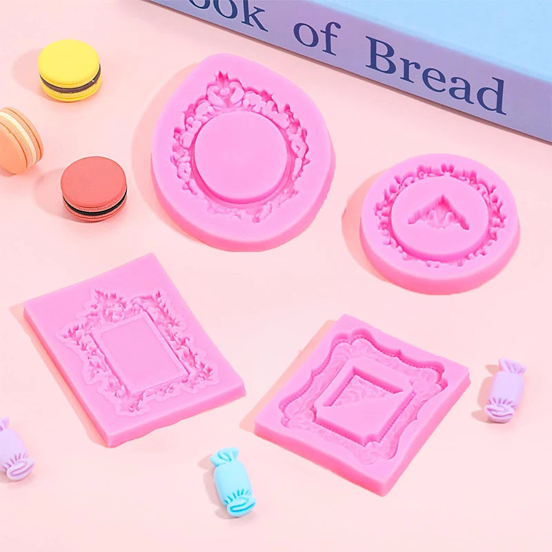 4Pcs Silicone Frame Molds For Chocolate, Mini Air Dry Clay Molds, Polymer Clay Molds, Photo Frame Molds Zpaxo