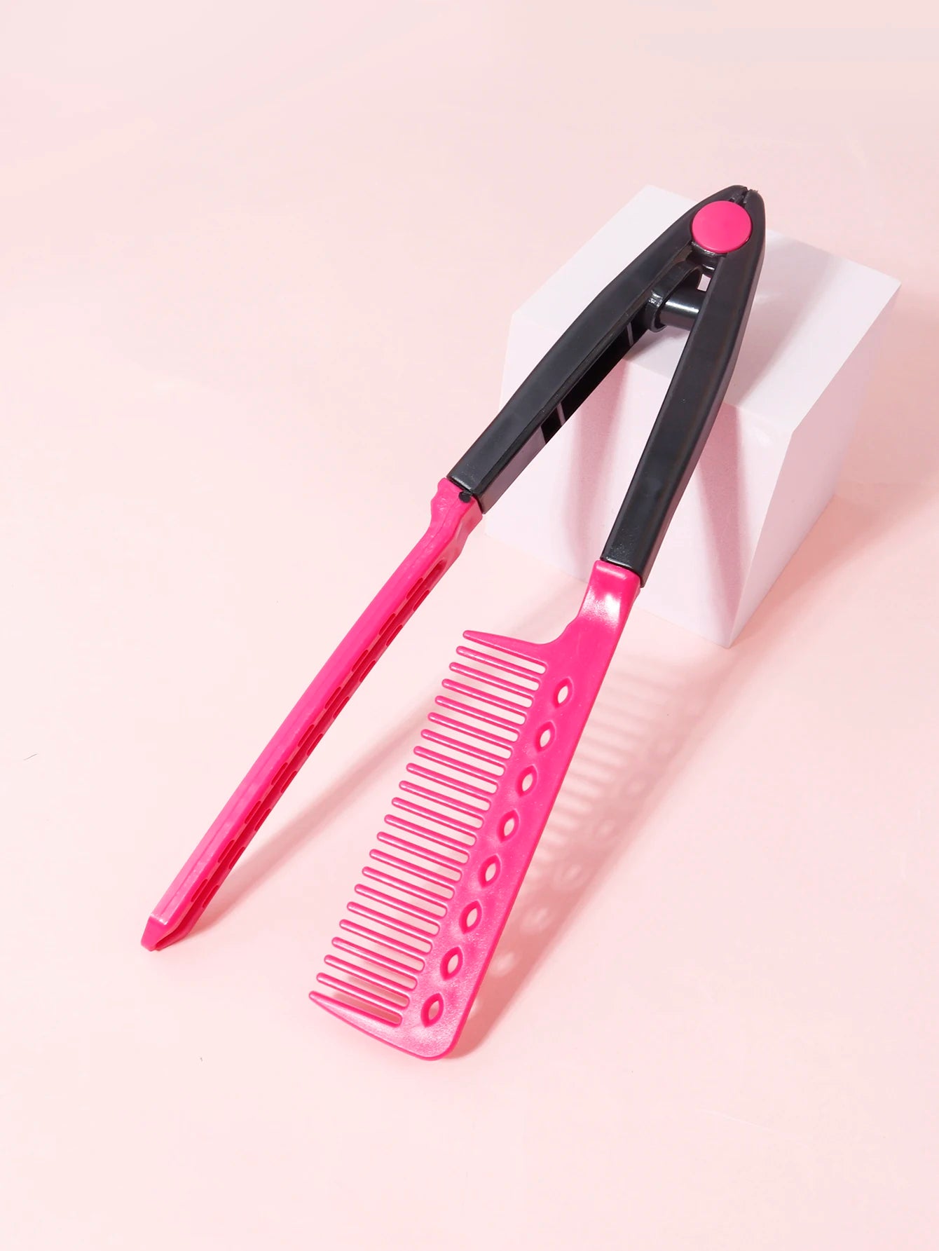 Straight hair brush, V-shaped straightener, straighten hair, suitable for hair salons, special for real hair wigs Zpaxo rose red