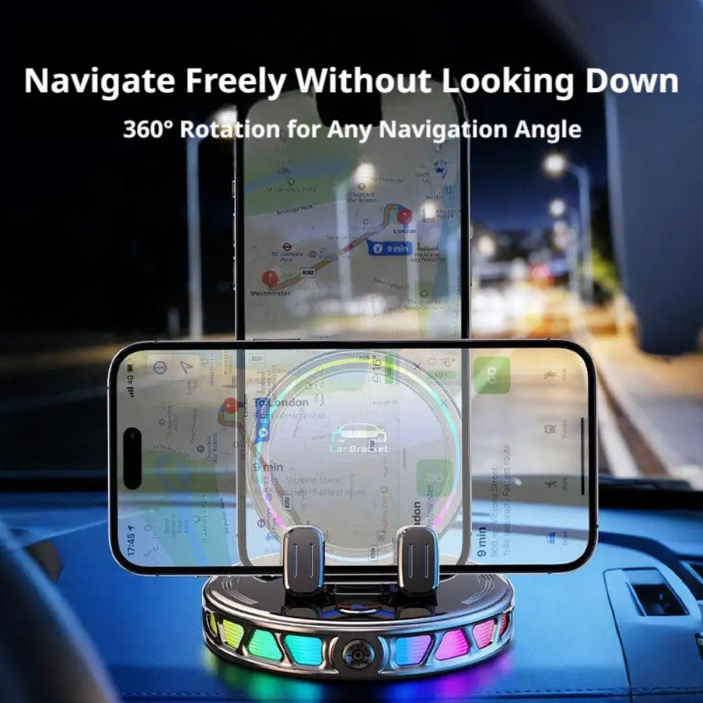 2026 New RGB Ambient Light Car Wireless Charger Dashboard Auto-Clamping Magnetic Phone Holder Car Wireless Charger Stand Zpaxo