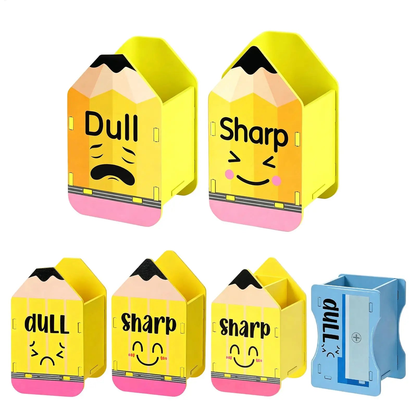 Pencil Dispenser Wooden Cute Desk Organizer Sharp Blunt Holder