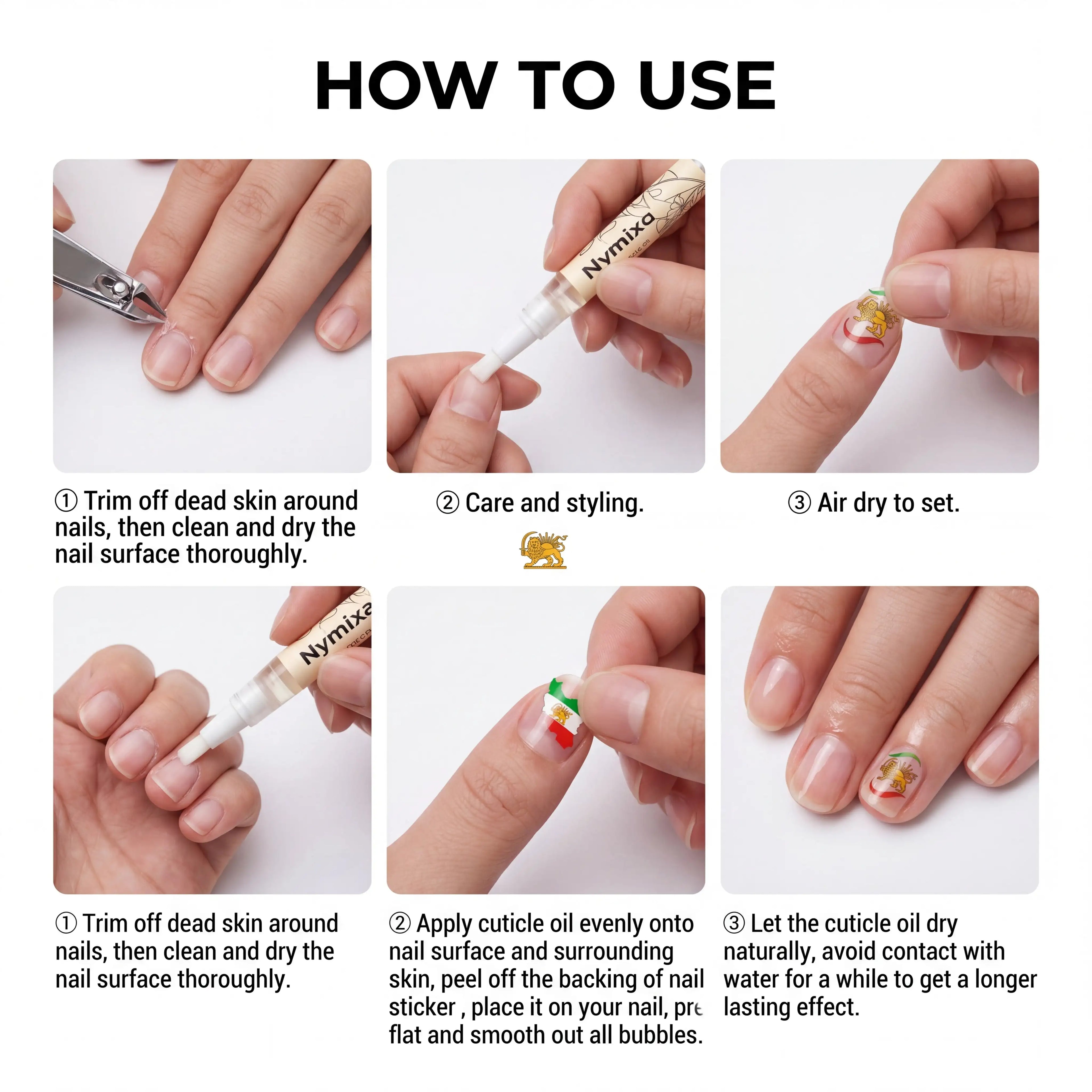 Nail Decoration Care Set Cuticle Oil Pen with Nail Stickers Set Long Lasting Moisturization Dry Skin Remedy Gentle Nourishing Zpaxo