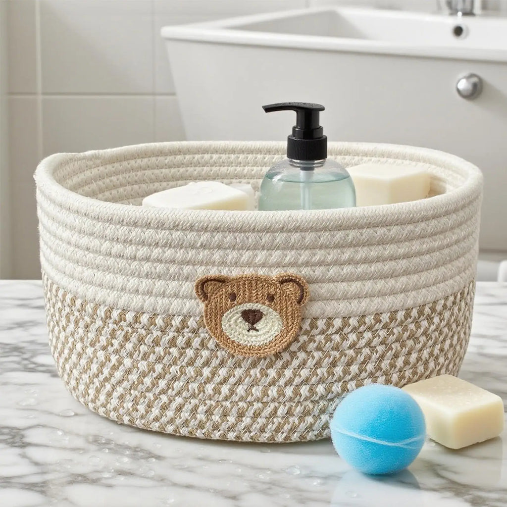 Woven Rope Storage Basket – Nursery, Desk & Bathroom Organizer Woven Storage Basket Zpaxo