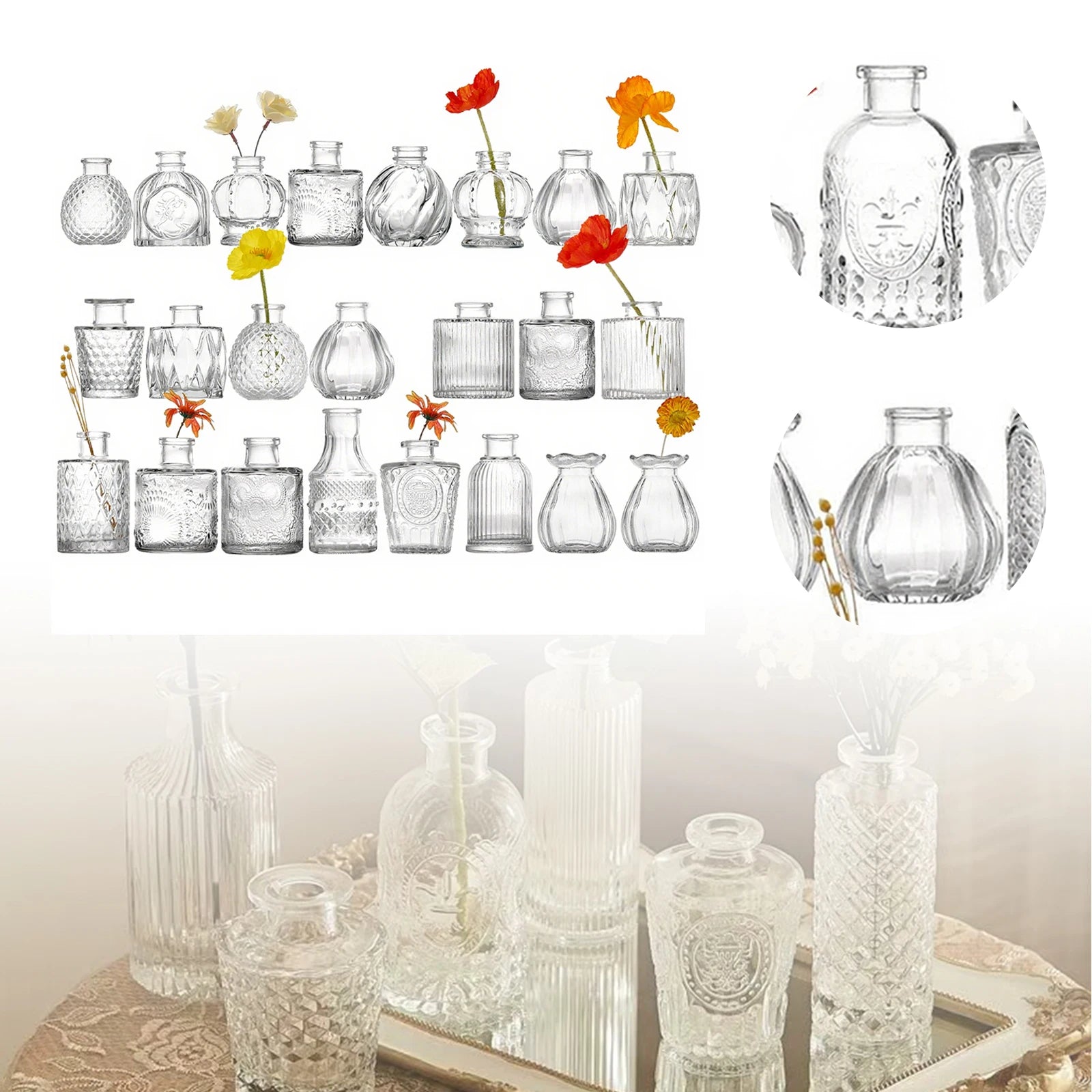 Glass Bud Vase Clear Decorative Vases Home Wedding Table Decorations