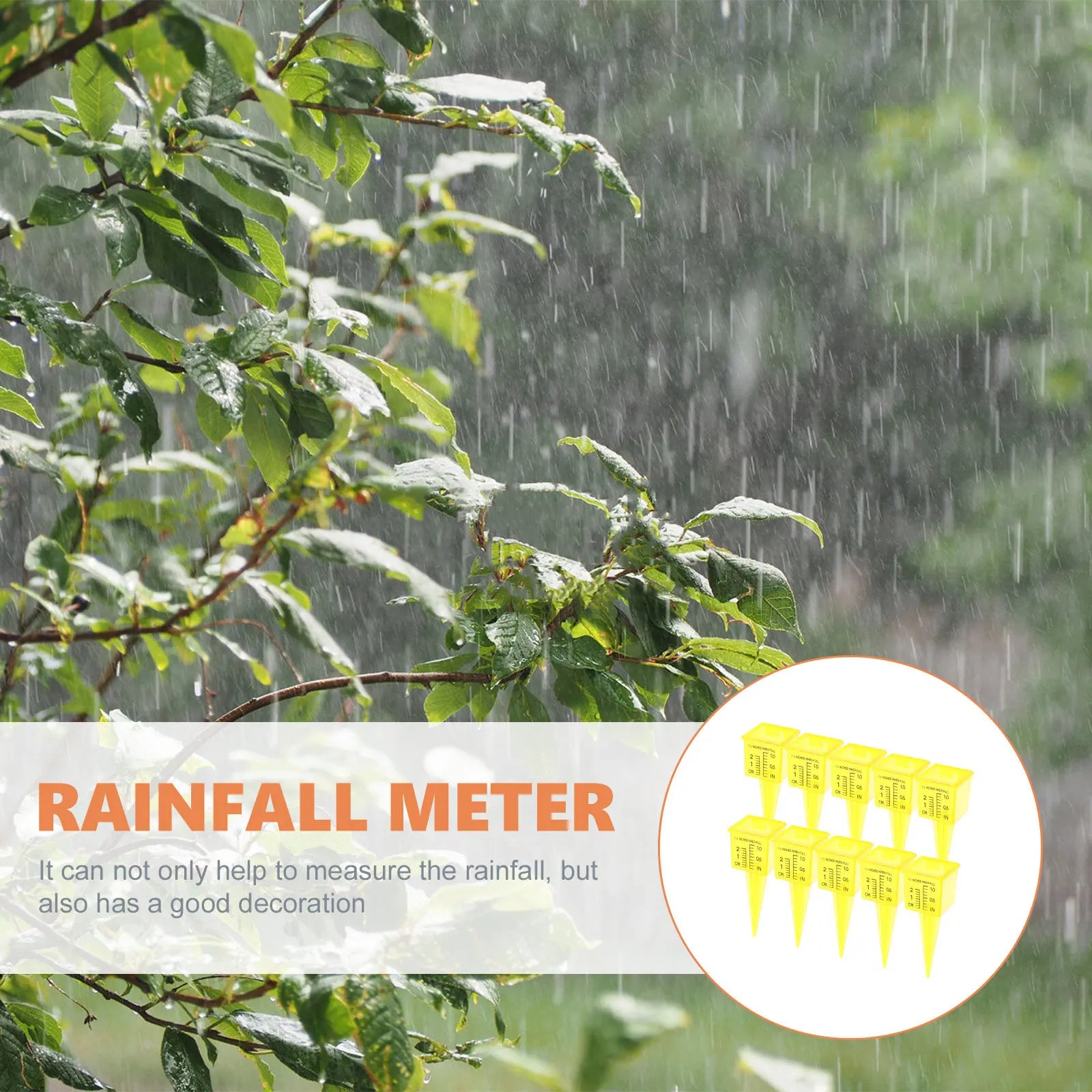 10Pcs Strong Practicability Rain Gauge Plastic Rain Water Gauge Outdoor Garden Lawn Rainfall Monitoring Tool Big Capacity Zpaxo Default Title