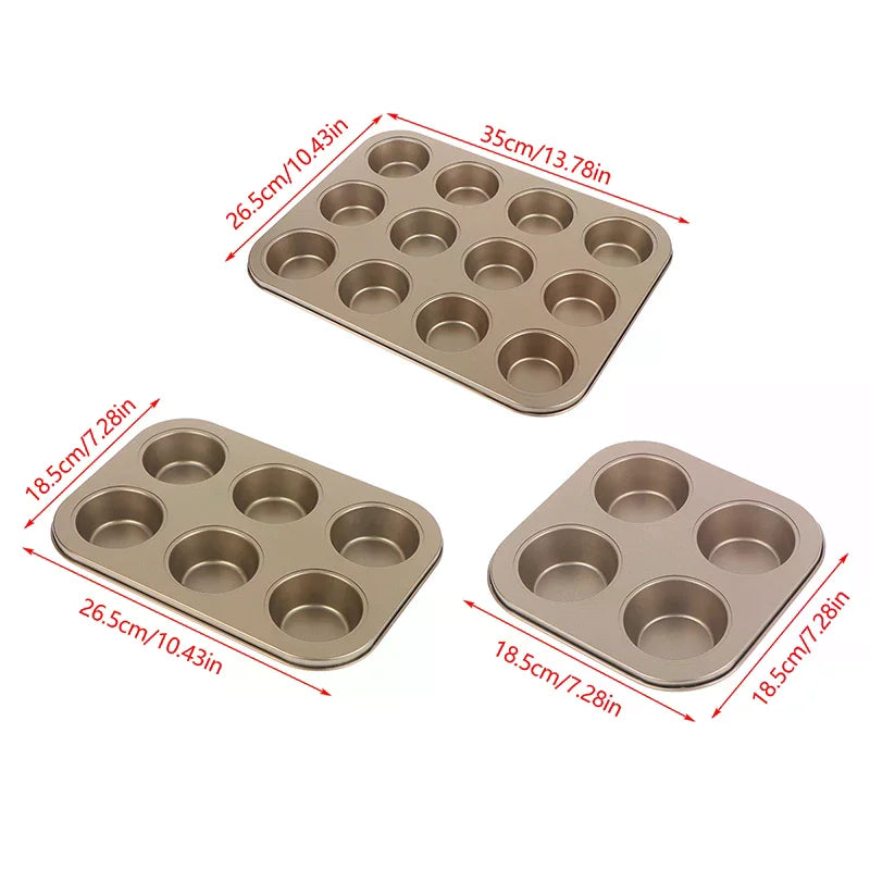4/6/12 Cups Cupcake Pan Muffin Tray Cupcake Mold Muffin Pan Carbon Steel Baking Pan Non Stick Bakeware Microwave Cake Mould Zpaxo
