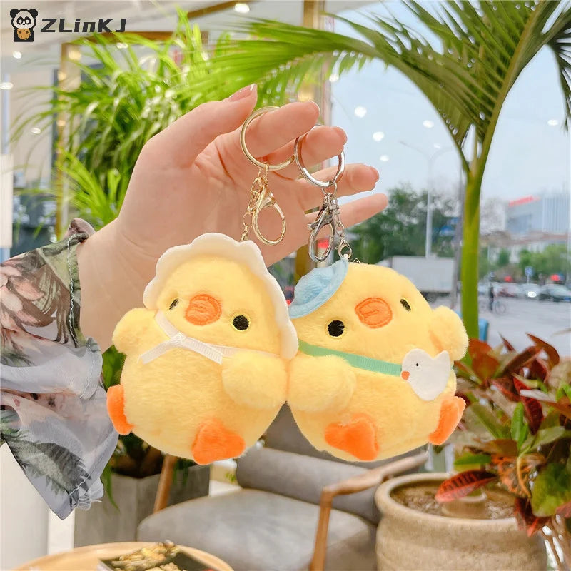 ▶1PCS Cartoon Plush Little Yellow Chicken Toy Doll Keychain Pendants Lovely Mini Chicken Plush Toys Bag Keychain Pendants Zpaxo