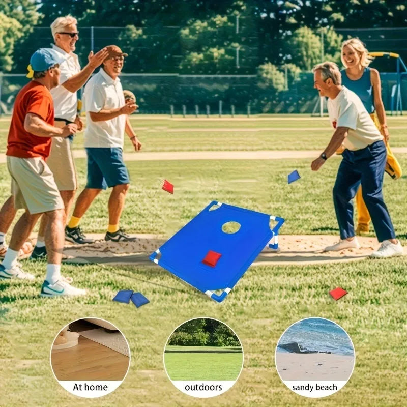 1 Juego De Port Til Con Agujero Ma Z Rojo Y Azul Bolsa Playa Plegable