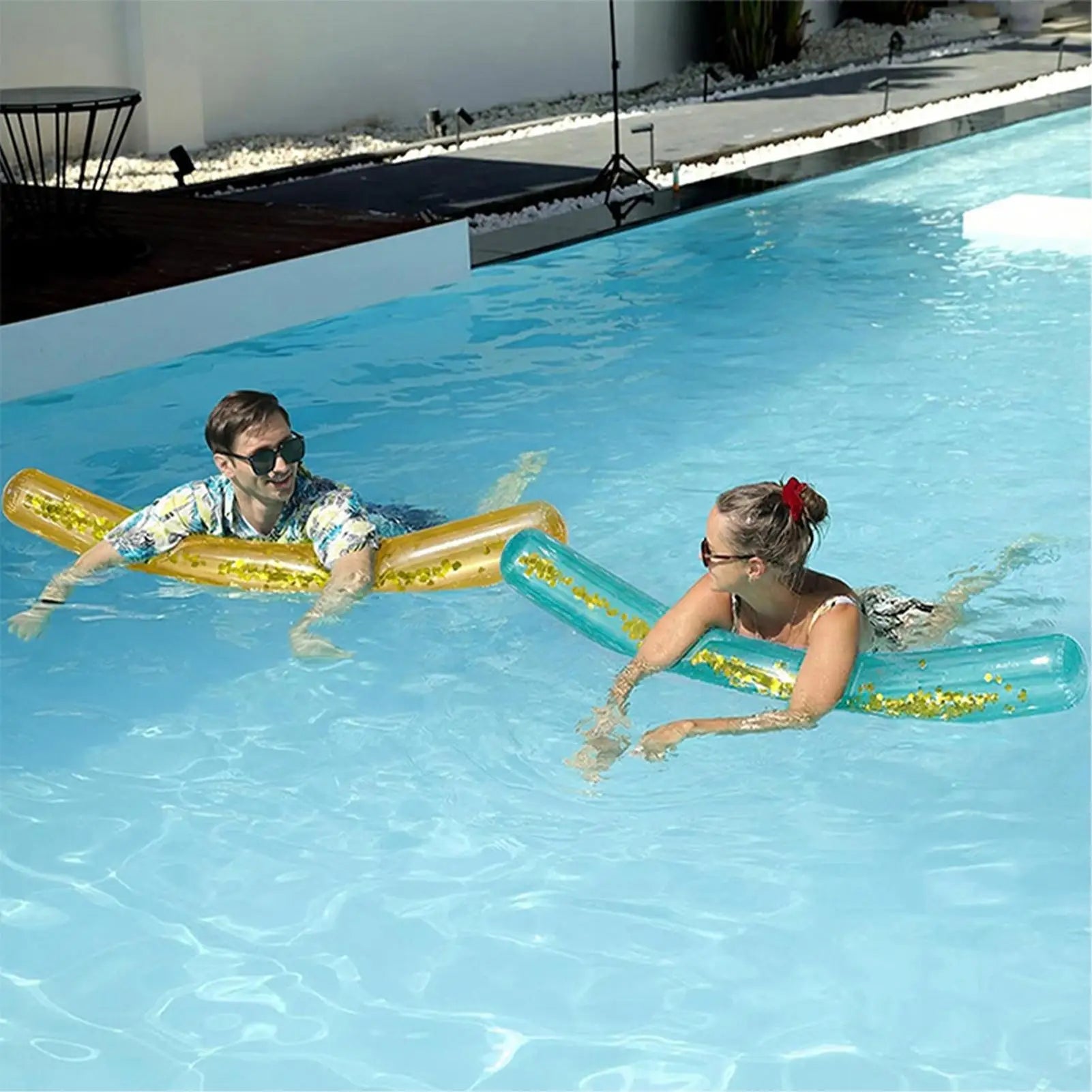 Inflatable Pool Noodle Giant Glitter PVC Swim Tube Adult Kids Water