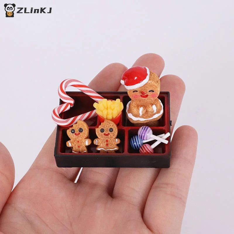 ▶8/10PCS Dollhouse Miniature Food Toy Candy Stick Biscuit Man Model Christmas Scene Box Ornaments DIY Decoration Zpaxo