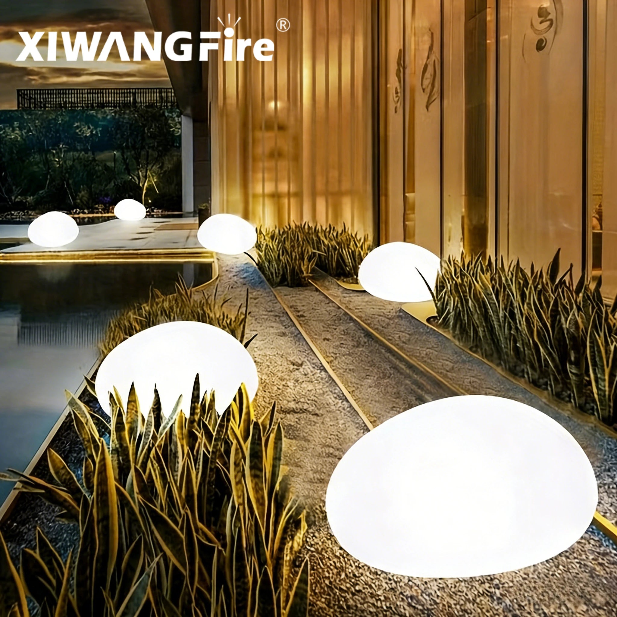 Solar Stone Shape Garden Light Waterproof Outdoor Landscape Lamp Warm Zpaxo