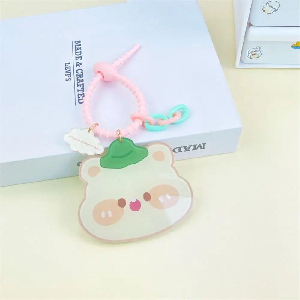Tulip Flower Small Mirror Cartoon Keychain Little Bear Acrylic Zpaxo