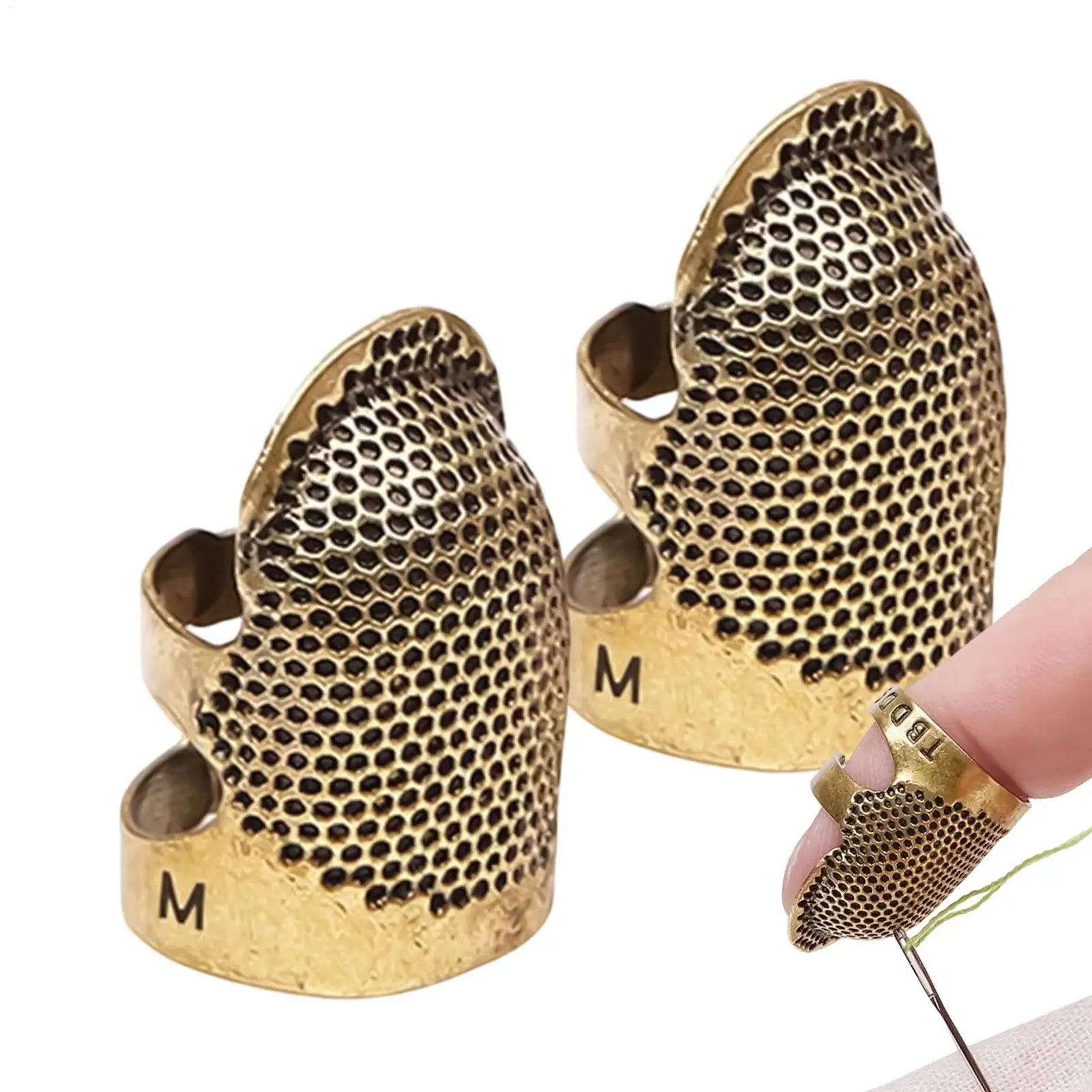 2Pcs Adjustable Sewing Thimble Retro Sewing Finger Protection Cover Needle Thimble Ring Handmade DIY Craft Embroidery Sewing Zpaxo