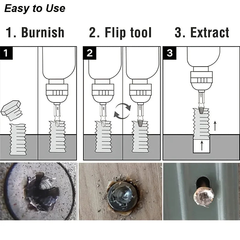 Damaged Screw Extractor Set, Striped Broken Remover, Small Kit to Remove Easily Quickly, Easy Demolition Power Tools Zpaxo