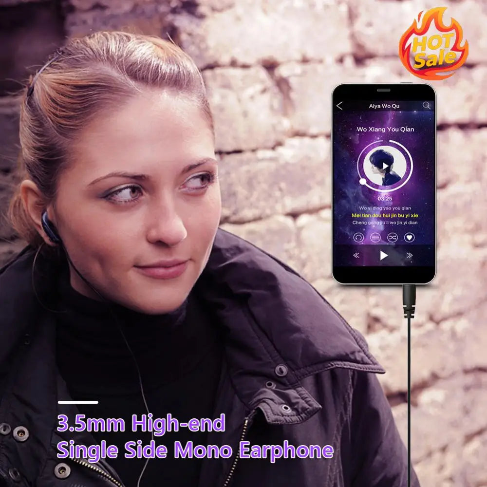 Single Side Wired Earbud Walkie Talkie Mono Headphone Anti-noise Ear Protective Device Teamwork Surveillance Accessory Zpaxo