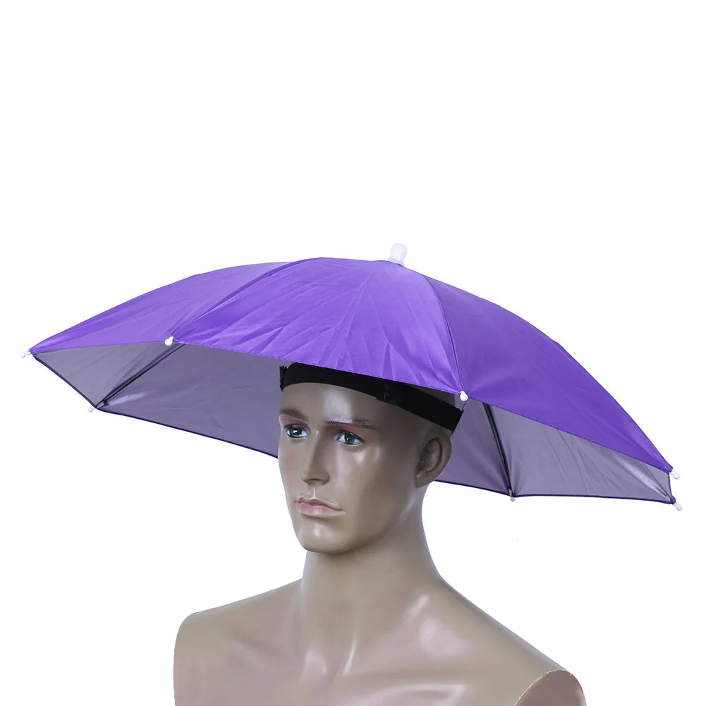 Headworn Umbrella with Elastic Band Anti-Rain Headwear Brolly Cap Waterproof Sunscreen Hat Umbrella Universal for Camping Hiking Zpaxo