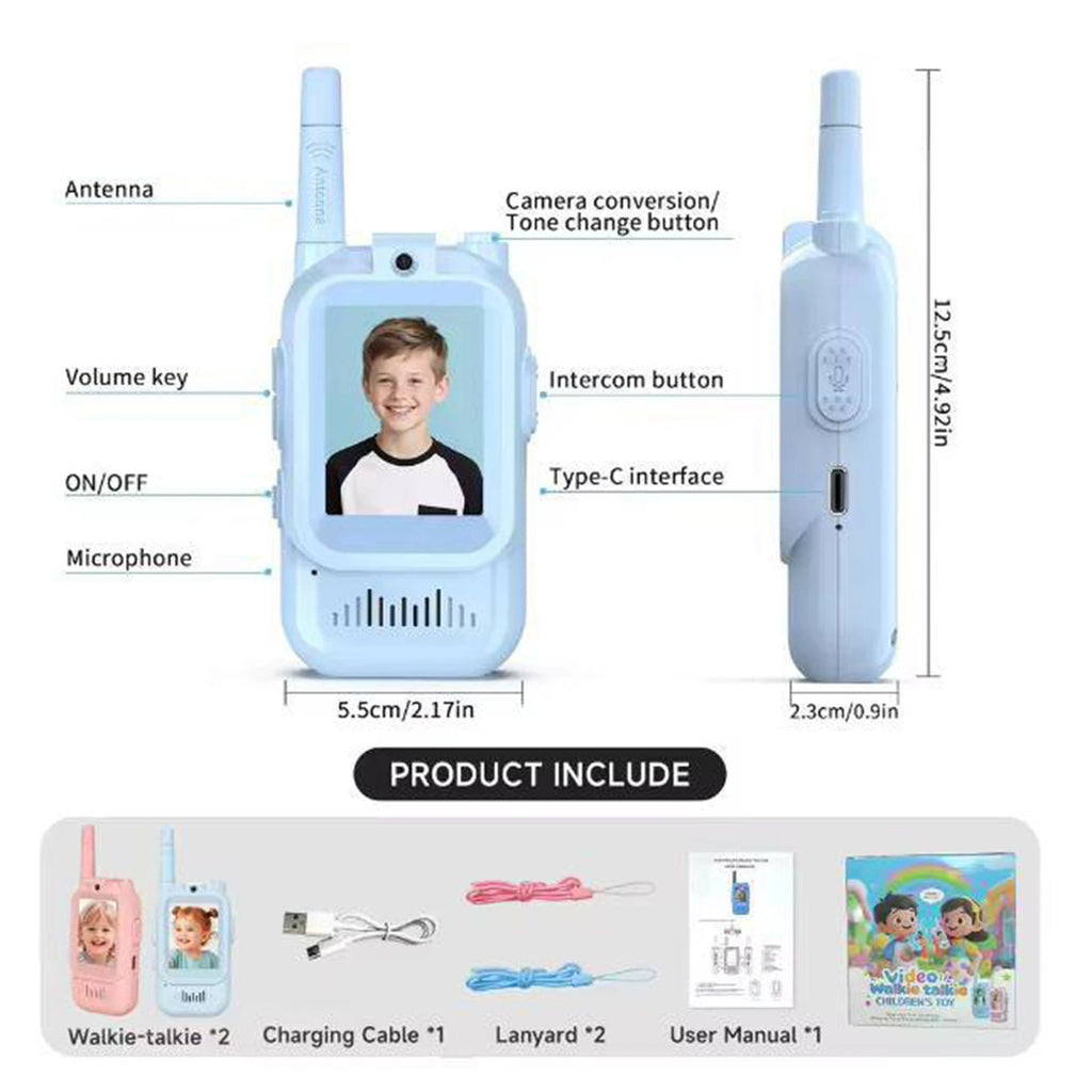 Kids Walkie Talkies with Video 2 Pack Rechargeable Kids Video Walkie Talkies for Boys Girls Indoor Play Camping Hiking Zpaxo