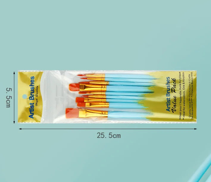 12-Piece Flat Nylon Paint Brush Set – Watercolor, Oil & Acrylic