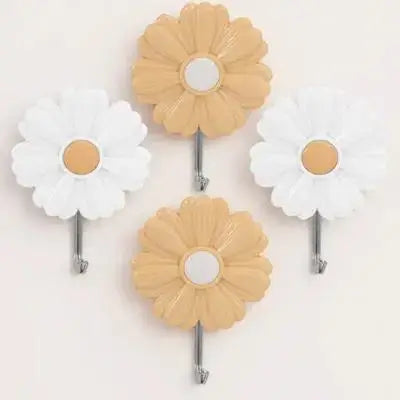 Small Wall Hooks Adhesive Daisy Flower Decorative Hook for Backpacks Coats Scarves Bath Towels Keys Wall Decor Kids Room Nursery