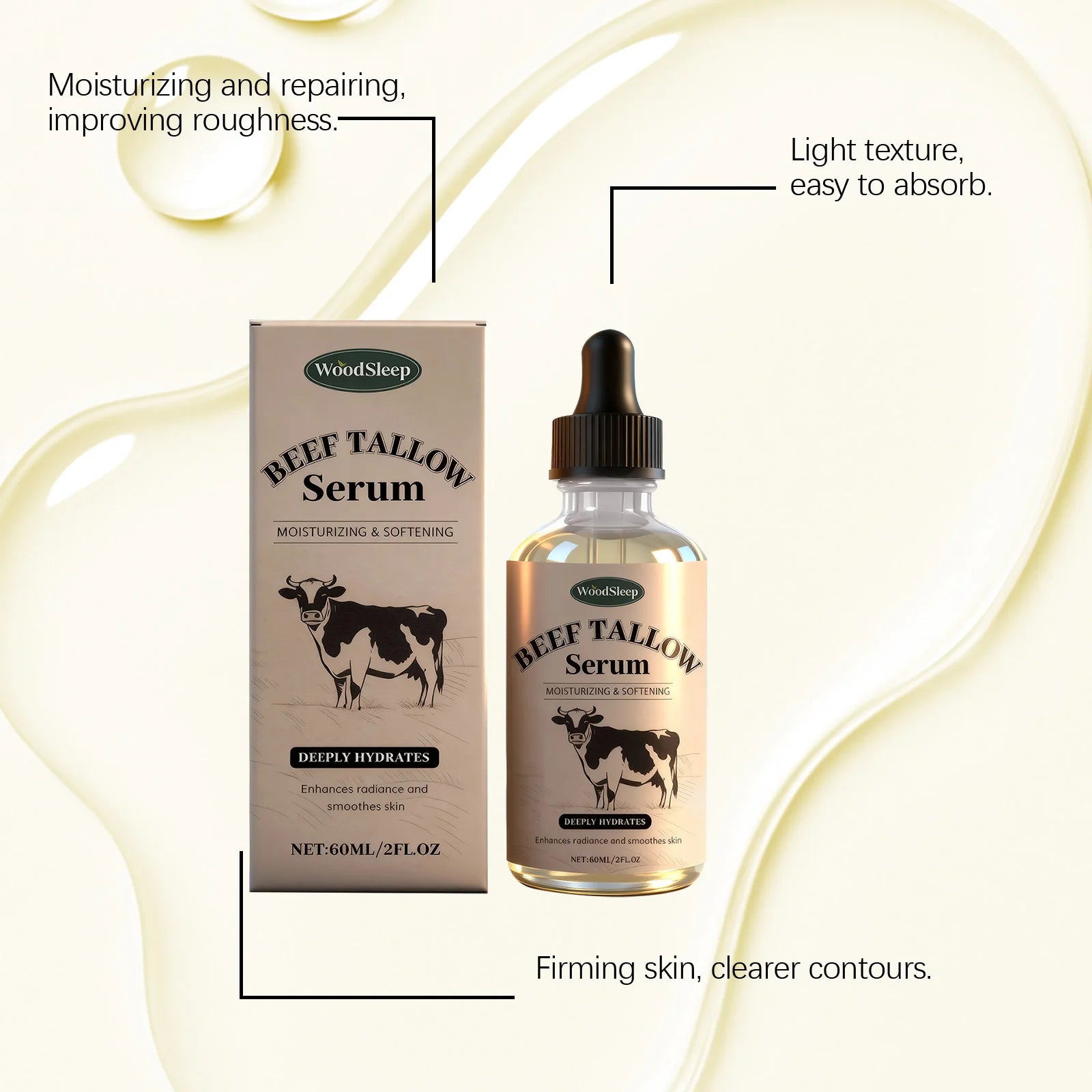 Beef Tallow Serum Moisturizing Repair Brighten Hydrating Face Anti Aging Dark Spot Barrier Essence Remover Shrink Pore Whitening Zpaxo