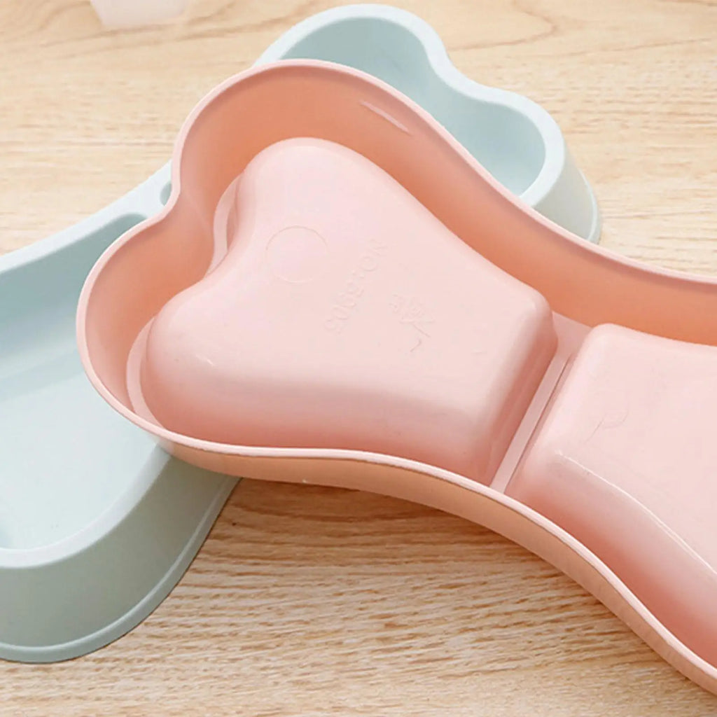 pet bowl Bone-Shaped Pet Bowls 2 in 1 Food & Water Dish with Non-Slip Base Cat Feeding Set for Small Spaces Pet feeding Zpaxo