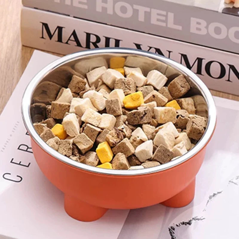 A Stainless Steel Pet Dog Bowl Anti Slip Four-Legged Solid Color Dog Bowl and Cat Bowl Easy To Clean for Indoor and Outdoor Use Zpaxo