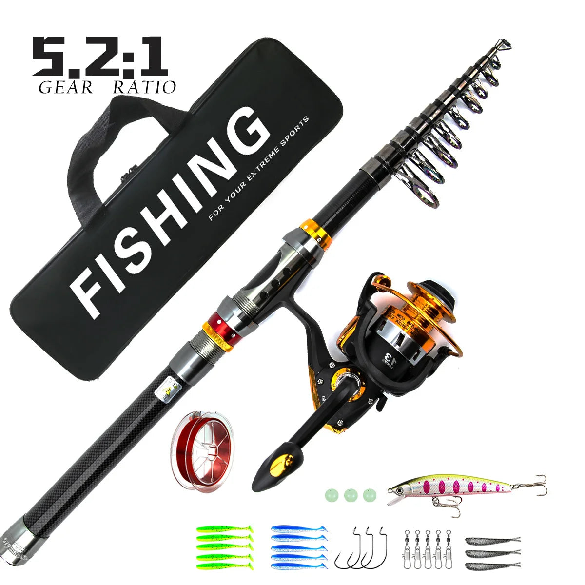 Carbon Fiber Telescopic Fishing Rod – Spinning & Baitcasting