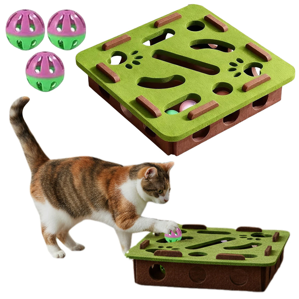 Cat Scratch Puzzle Enrichment Box 3 Bell Balls Kitten Nail File