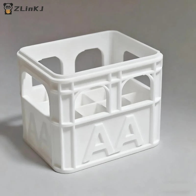 ▶1PCS 3D Printed Beer Crate Style AA Battery Storage Box - 12 Compartments, Plastic Organizer, For Home Decoration Zpaxo