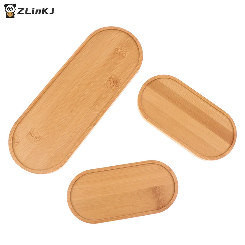 Bamboo Tray Wood Saucer Flower Pot Cup Pad Coaster Plate Kitchen Zpaxo