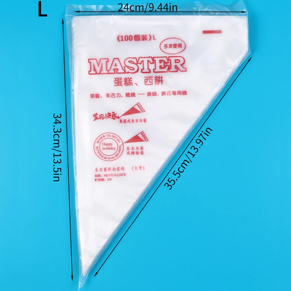 100Pcs Disposable Pastry Bags Icing Piping Bags Cake Cream Decorating Bags for Cookies Cakes Cupcakes Baking Zpaxo 100Pcs L J2505026