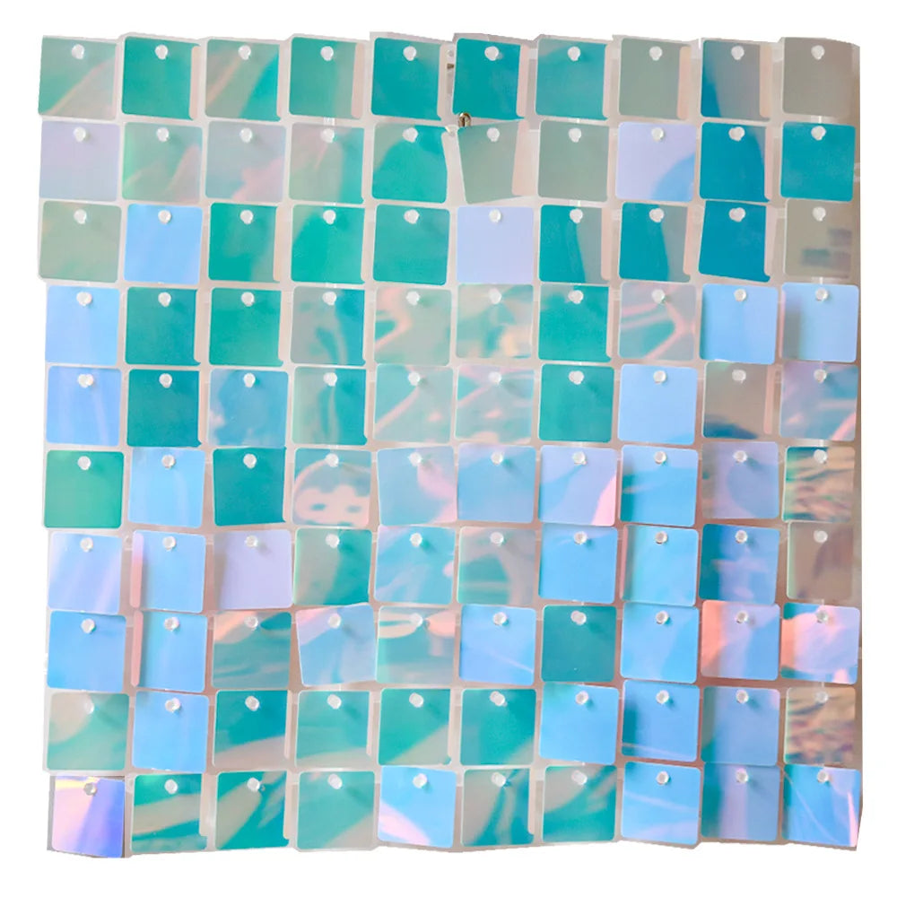Colorful Glitter Square Shimmer Wall Backdrop Sequin Shiny Panels Zpaxo Colorful blue 24 Pieces(30x30cm)
