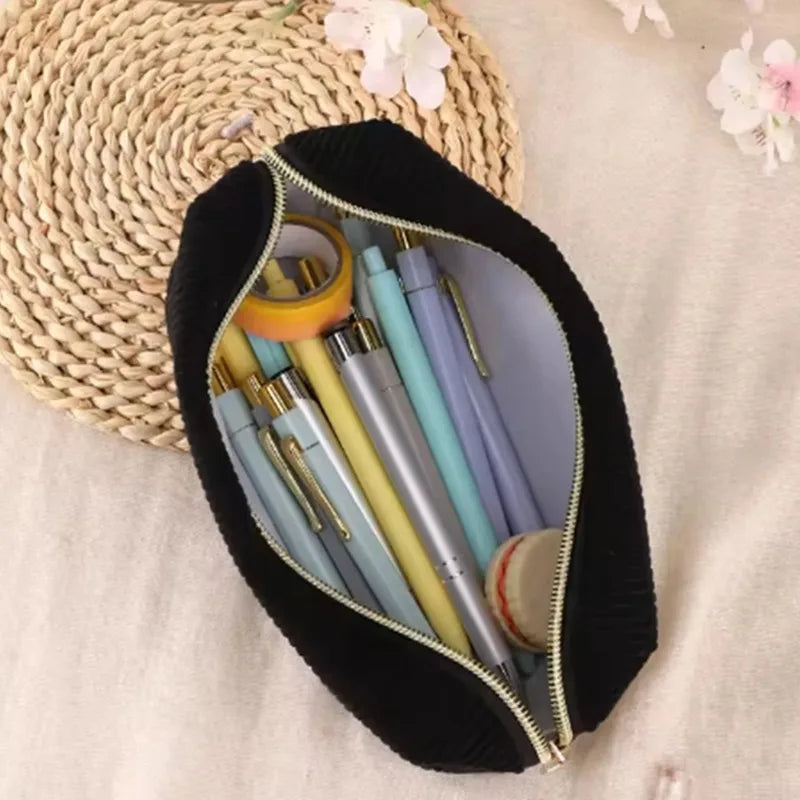 Pencil Case Solid School Supplies Large Capacity Stationery Bag