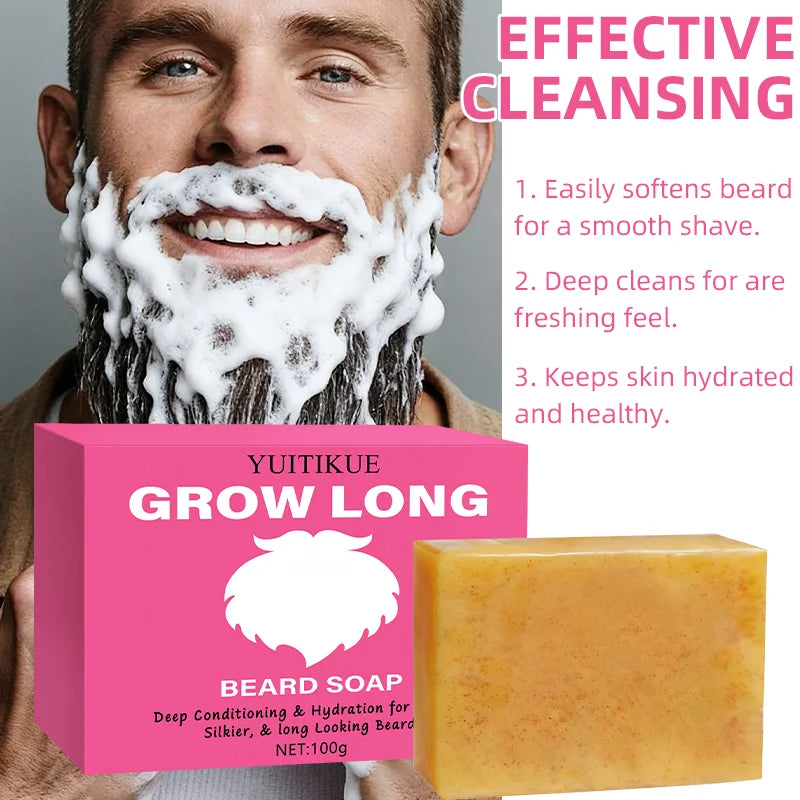 GROW LONG Beard Soap 100g – Moisturize, Condition & Deep Clean Beard Cleansing Soap Zpaxo