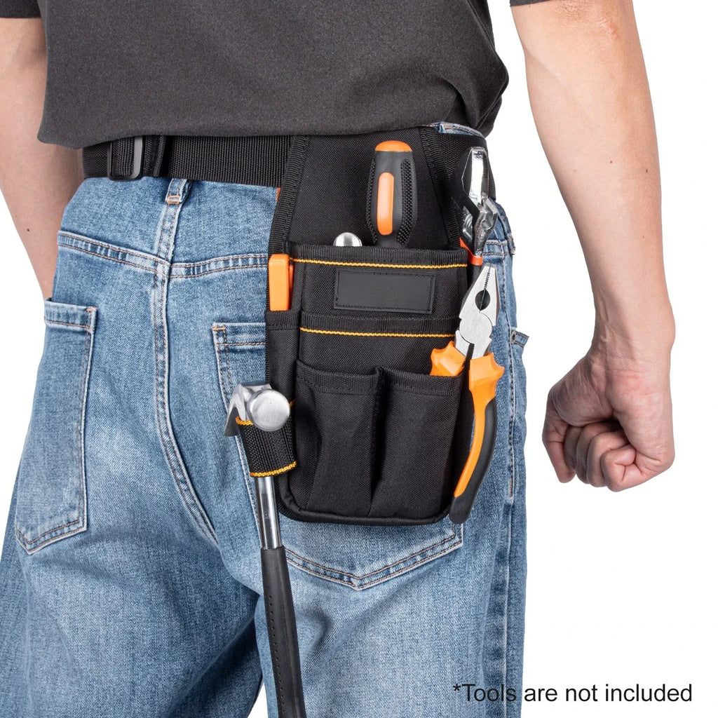 Pocket Tool Pouch，6-Pouches and 9 Screwdriver Loops Construction, Heavy-Duty Tool Bag with Adjustable Belt for Electrici Zpaxo