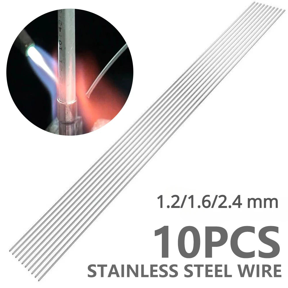 10pcs Stainless Steel Welding Rod Easy Melt Welding Bars Low Temperature 1.2/1.6/2.4 mm Long Weld Wire Rods Weld Household Tools Zpaxo
