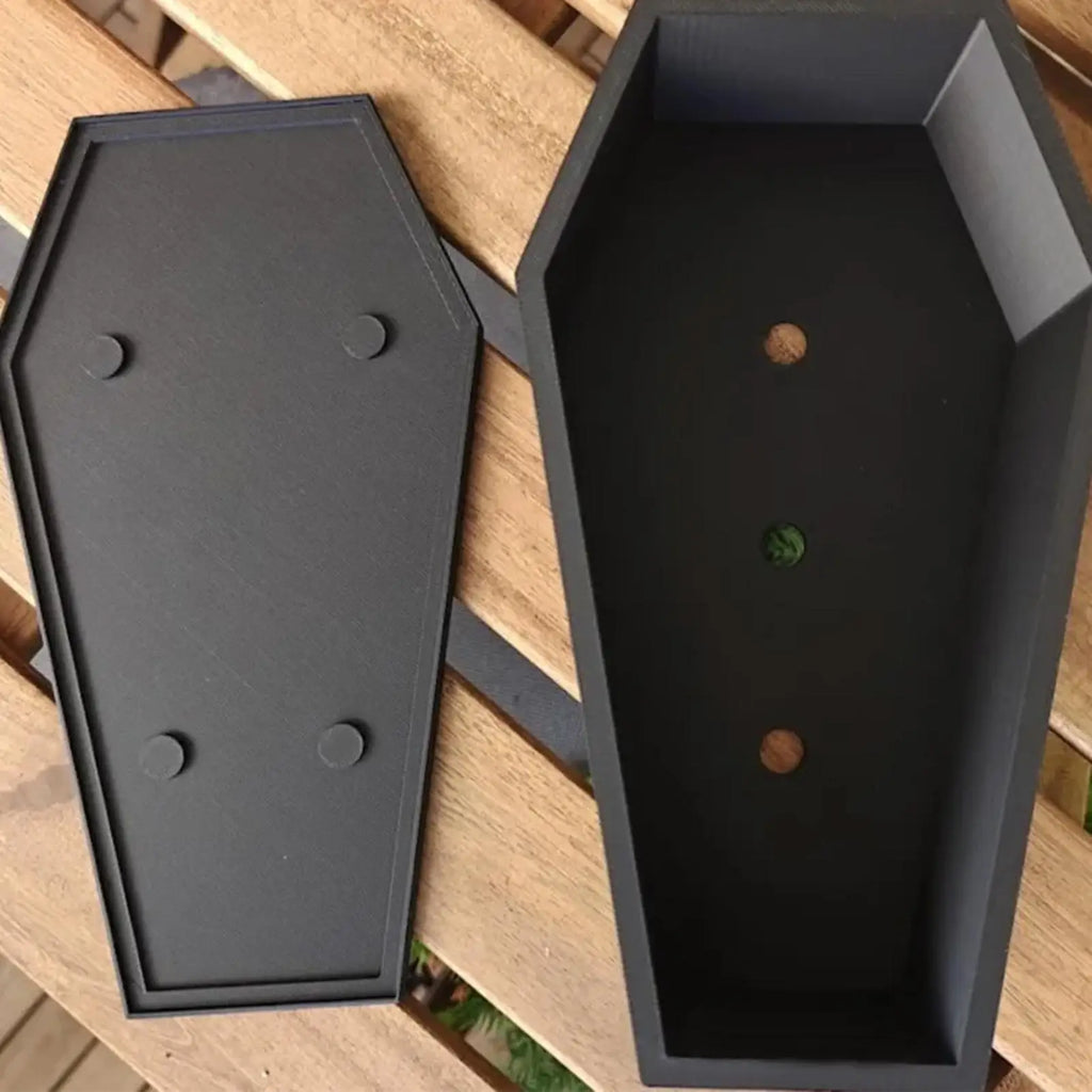 Gothic Planter Spooky Coffin Pot Indoor Container Halloween