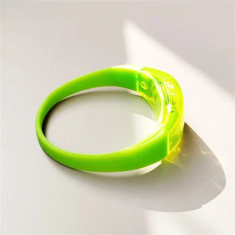 LED Voice Activated Sound Control Bracelets Silicone Flashing Bangle Zpaxo Green 6pcs